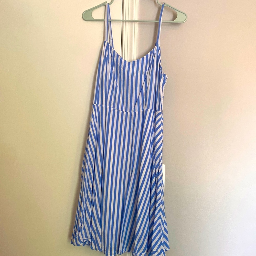 light blue and white striped Old Navy dress
